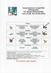 Essensplan für die aktuelle Woche