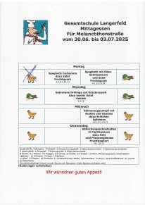 Essensplan für die aktuelle Woche