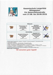 Essensplan für die aktuelle Woche