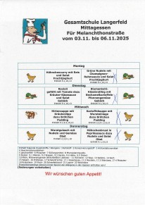 Essensplan für die aktuelle Woche