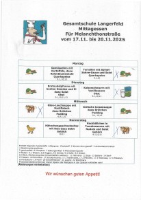 Essensplan für die aktuelle Woche