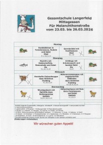 Essensplan f&uuml;r die aktuelle Woche