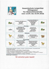 Essensplan f&uuml;r die aktuelle Woche