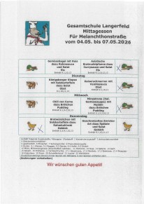 Essensplan f&uuml;r die aktuelle Woche