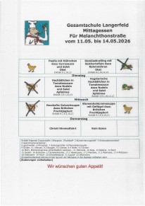 Essensplan f&uuml;r die aktuelle Woche