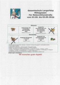 Essensplan f&uuml;r die aktuelle Woche